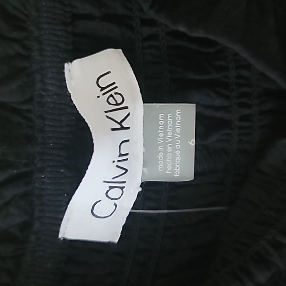 Calvin Klein Navy Shirred Square neck Midi Dress - Picture 3 of 4